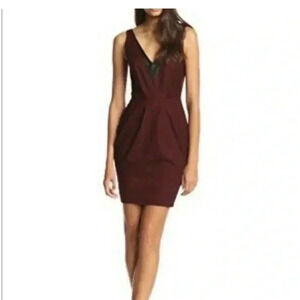 Rebecca Minkoff Eli Dress Oxblood Leather Trim Mini NWT